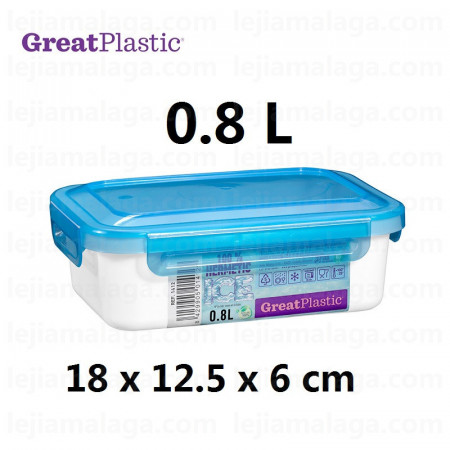 Táper Rectangular GreatPlastic Blanca Ice 100% hermético 0.8L/1L