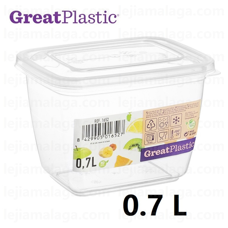 Táper Rectangular Transparente GreatPlastic Aral Micro Natural 0.7L