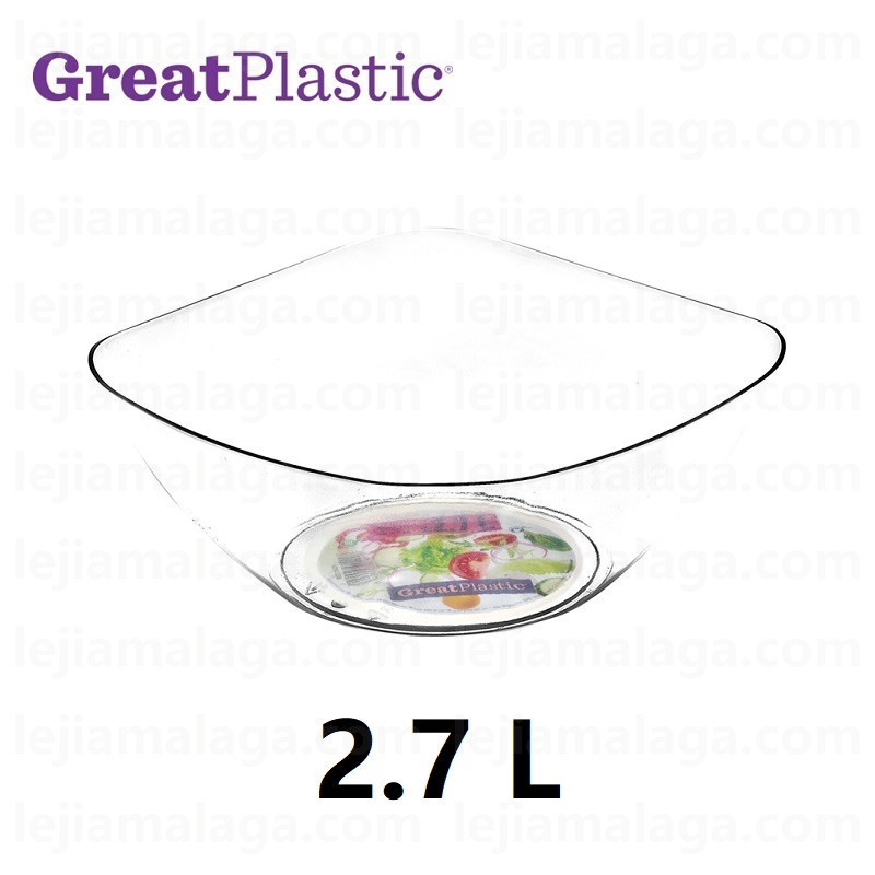 Bol Diseño Cuadrado Transparente GreatPlastic 2.7L