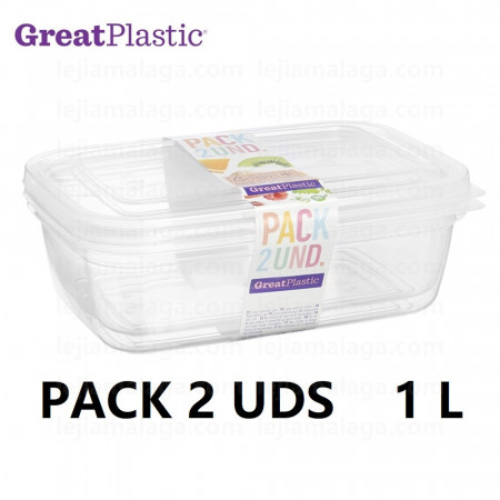 Tápers Rectangulares Transparente GreatPlastic Aral Micro Natural 1L pack 2 uds