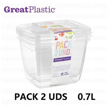Tápers Rectangulares Transparente GreatPlastic Aral Micro Natural 0.7L PACK 2 UDS