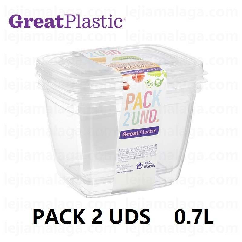 Tápers Rectangulares Transparente GreatPlastic Aral Micro Natural 0.7L PACK 2 UDS