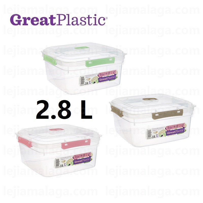 Táper CUADRADO GreatPlastic hermético 2.8 L