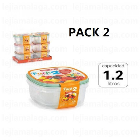 PACK 2 Fiambrera PLASTICFORTE COLOR PASTEL 1.2 L