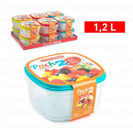 SET 2 FIAMBRERA CUADRADA PLASTICFORTE 1.2L SURTIDO COLOR