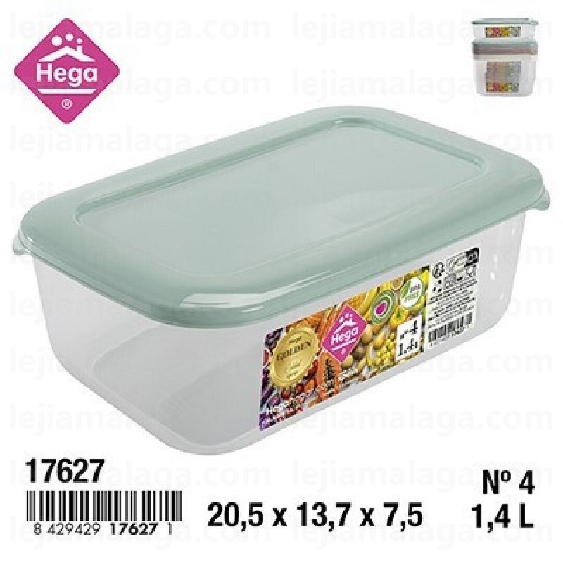 FIAMBRERA HEGA GOLDEN LINE RECTANGULAR Nº4 1,4 L COLOR PASTEL