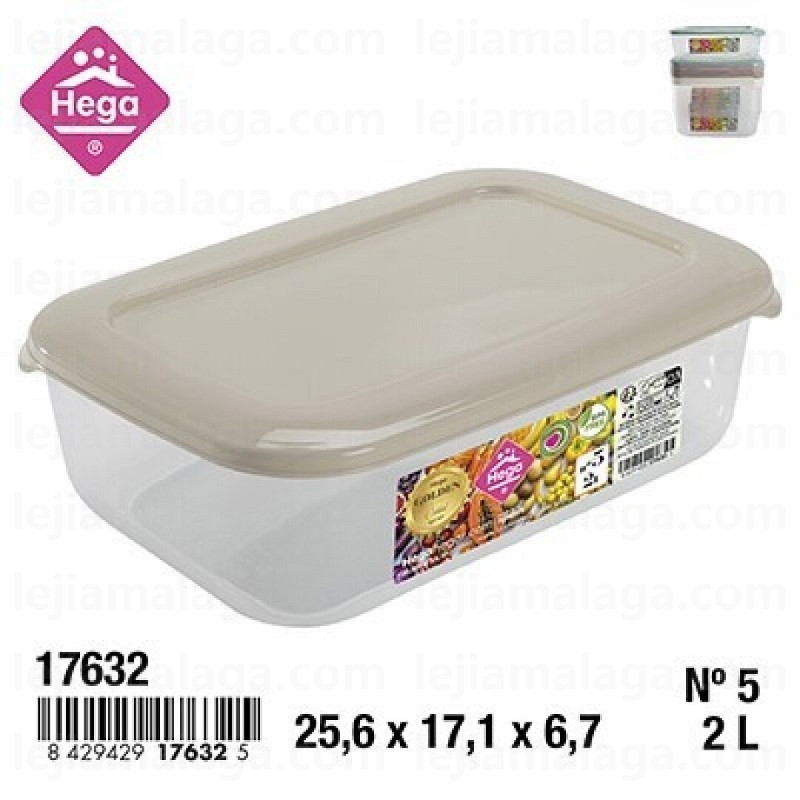 FIAMBRERA HEGA GOLDEN LINE RECTANGULAR Nº5 2 L COLOR PASTEL