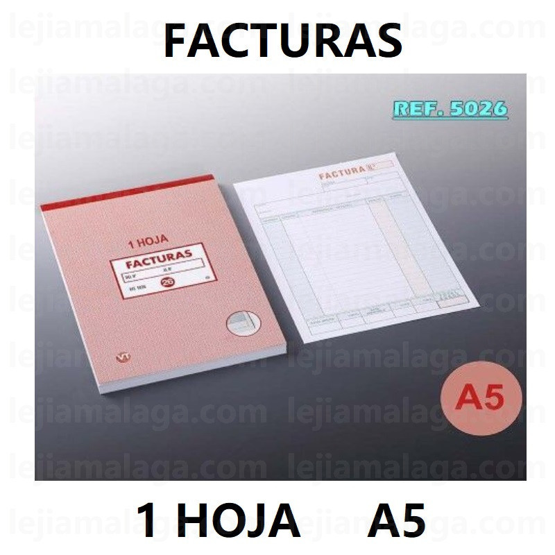 TALONARIO FACTURAS 1 HOJA A5