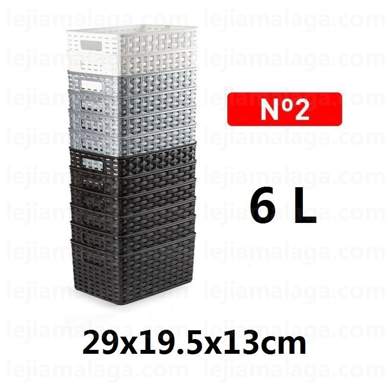 CESTA MIMBRE PLASTICFORTE RATTAN N2 6L 29x19.5x13cm COLOR BLANCO PLATA MARRON