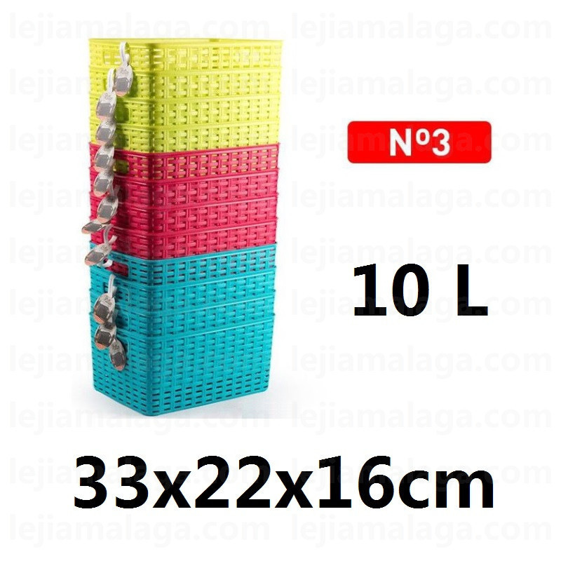 CESTA MIMBRE PLASTICFORTE RATTAN N3 10L 33X22X16CM COLOR SURTIDO