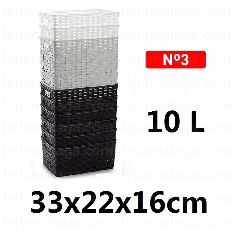 CESTA MIMBRE PLASTICFORTE RATTAN N3 10L 33X22X16CM COLOR BLANCO MARRON PLATA
