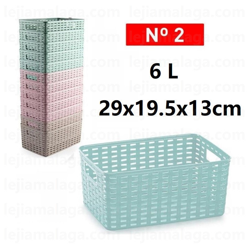 CESTA MIMBRE PLASTICFORTE RATTAN N2 6L 29X19.5X13CM COLOR PASTEL
