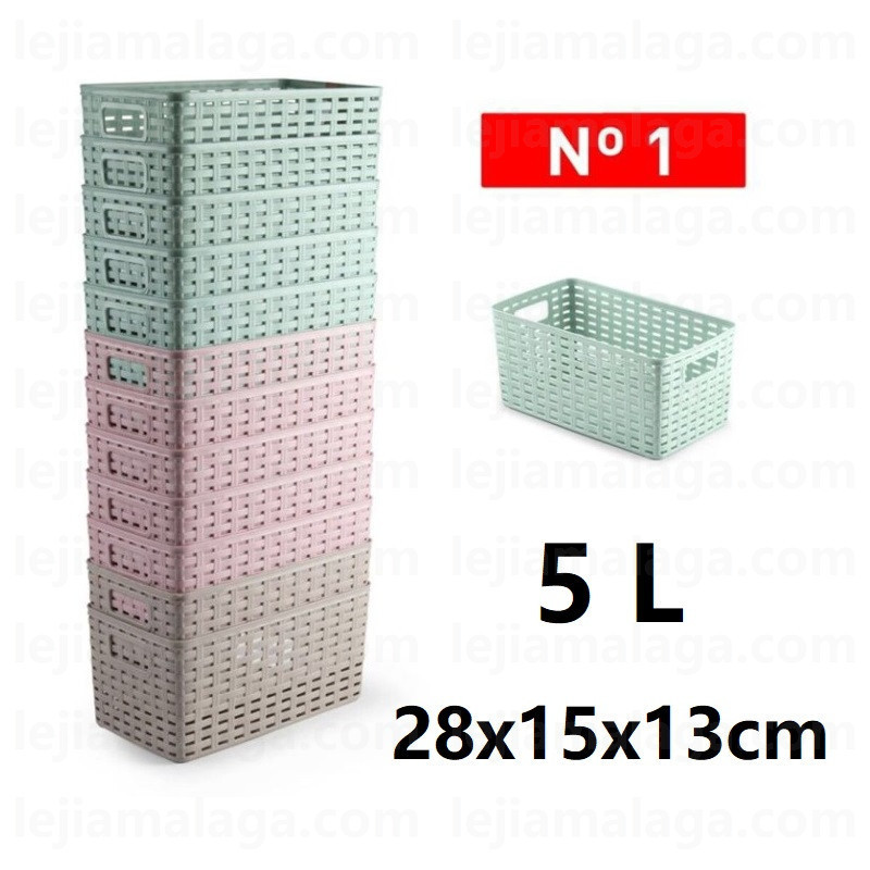 CESTA MIMBRE PLASTICFORTE RATTAN N1 5L 28X15X13CM COLOR PASTEL