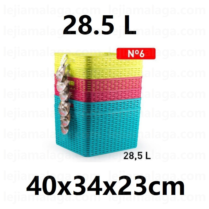 CESTA MIMBRE PLASTICFORTE RATTAN N6 28.5L 40X34X23CM SURTIDO COLOR