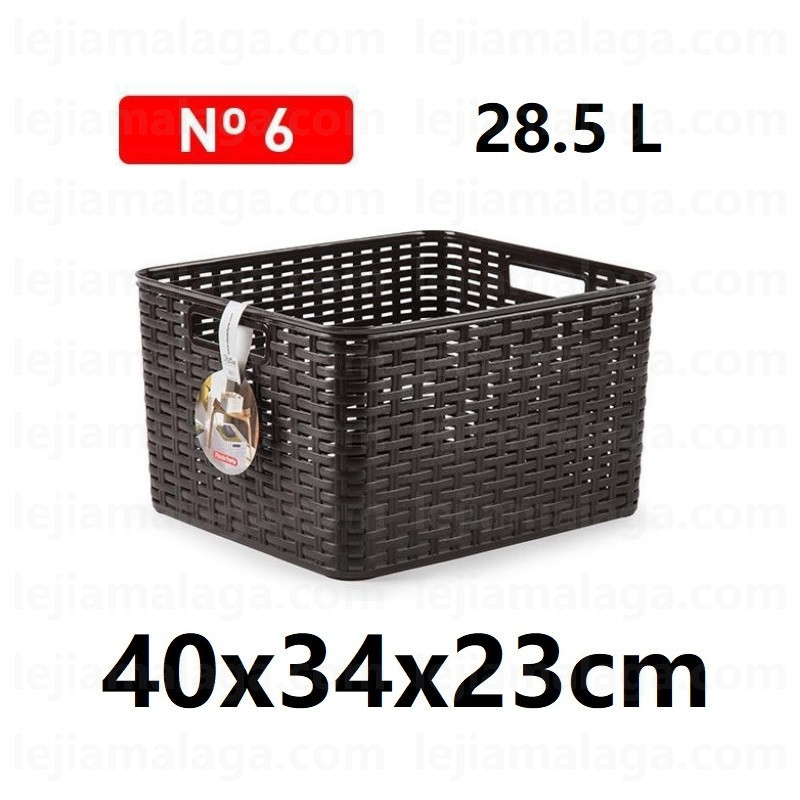 CESTA MIMBRE PLASTICFORTE RATTAN N6 28.5L 40X34X23CM COLOR MARRON