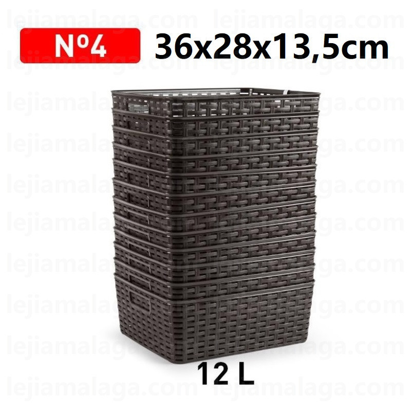CESTA MIMBRE PLASTICFORTE RATTAN N4 12L 36X28X13.5CM COLOR MARRON