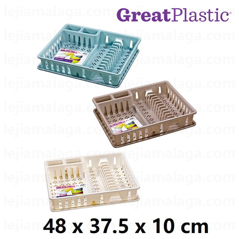 ESCURREPLATOS GREATPLASTIC CON BANDEJA COLOR SURTIDO SUPER 48x37.5x10cm
