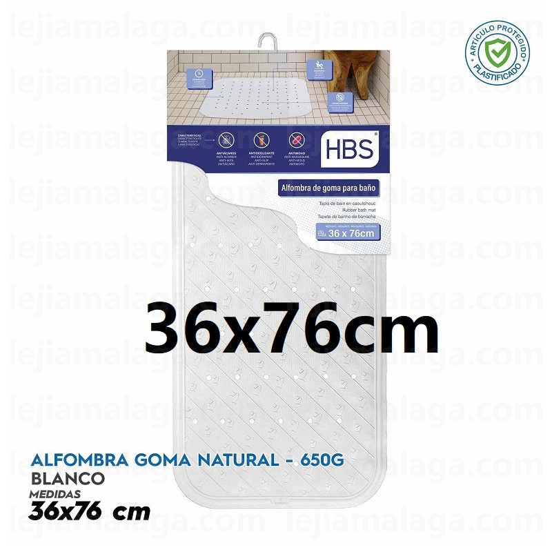 ALFOMBRA HBS GOMA 36X76CM COLOR BLANCO