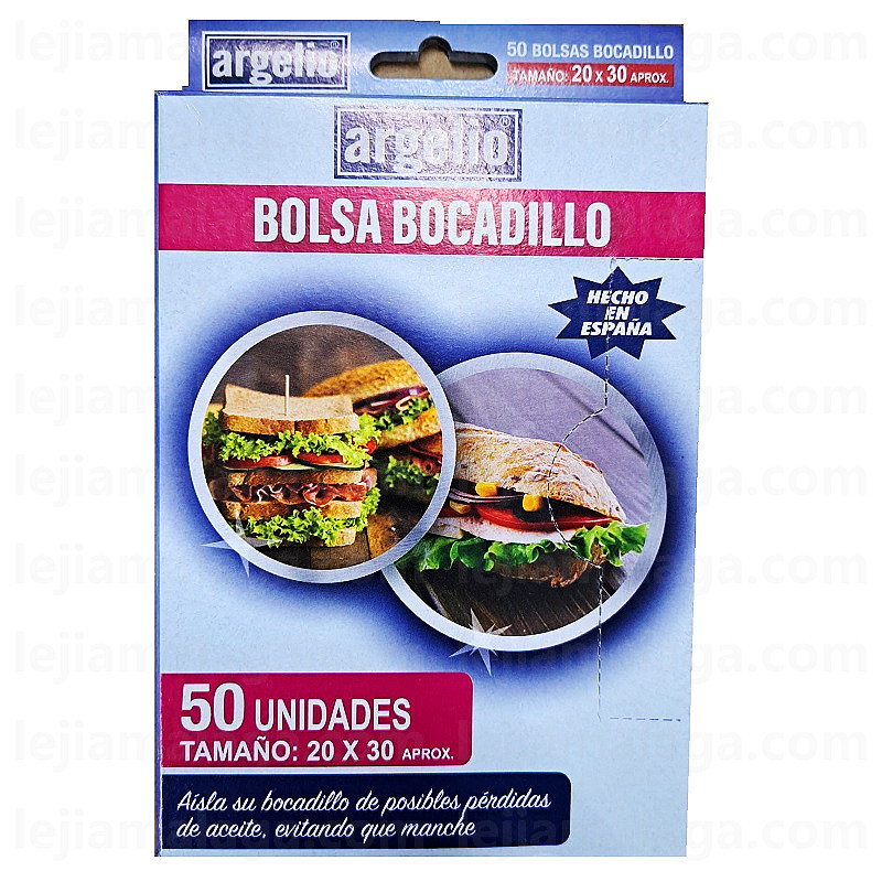BOLSA BOCADILLO ARGELIO 20x30 CM 50 UDS
